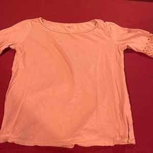 Loft Outlet rose T-shirt with embellished sleeves size medium